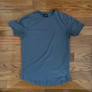Cuts Clothing Curve Hem Crewneck T Shirt Mens Small Blue Stretch Luxe